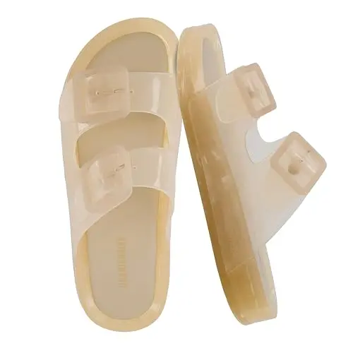 CUSHIONAIRE women's waterproof pool slides with buckles