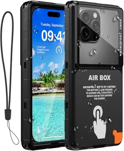 Hllhunkhe black waterproof phone case with airbag