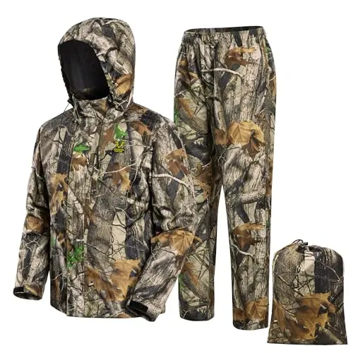 VOTAGOO hunting rain suit with jacket and pants in camouflage
