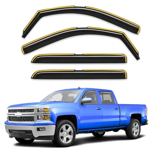 Breejoy rain guards installed on Chevrolet Silverado crew cab windows