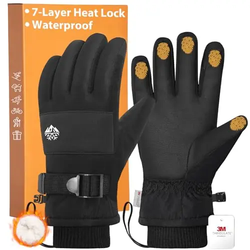 Pixel Panda waterproof thermal gloves with plush fleece lining