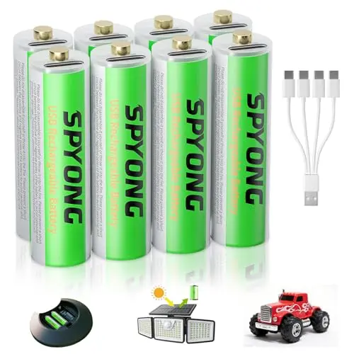 SPYONG rechargeable lithium AA batteries with USB-C charging
