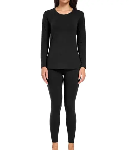 WIRARPA women's cotton thermal underwear set with four-way stretch and tagless design