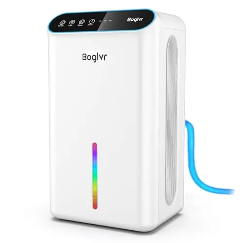 Boglvr Dehumidifier with drain hose and LED lights