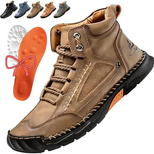 Cryonessa handmade leather waterproof boots for men in khaki